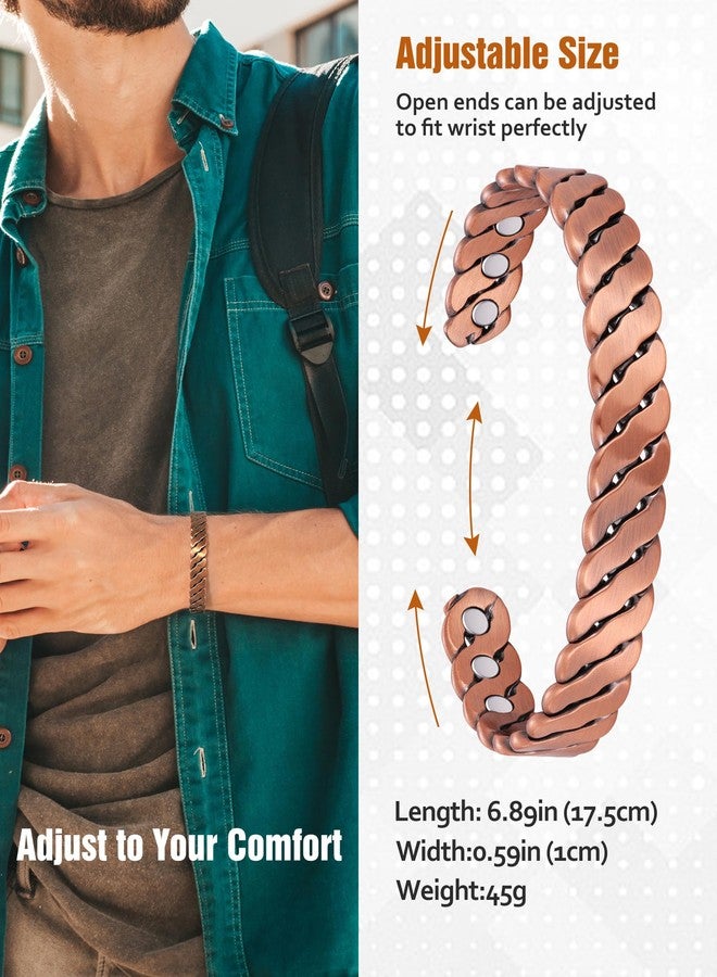 أساور جيكانوري النحاسية المغناطيسية للرجال والنساء - سوار نحاسي نقي فعال - أساور قابلة للتعديل - Image 3